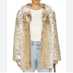 MAJORELLE Tatiana Faux Fur Coat in Arctic Fox